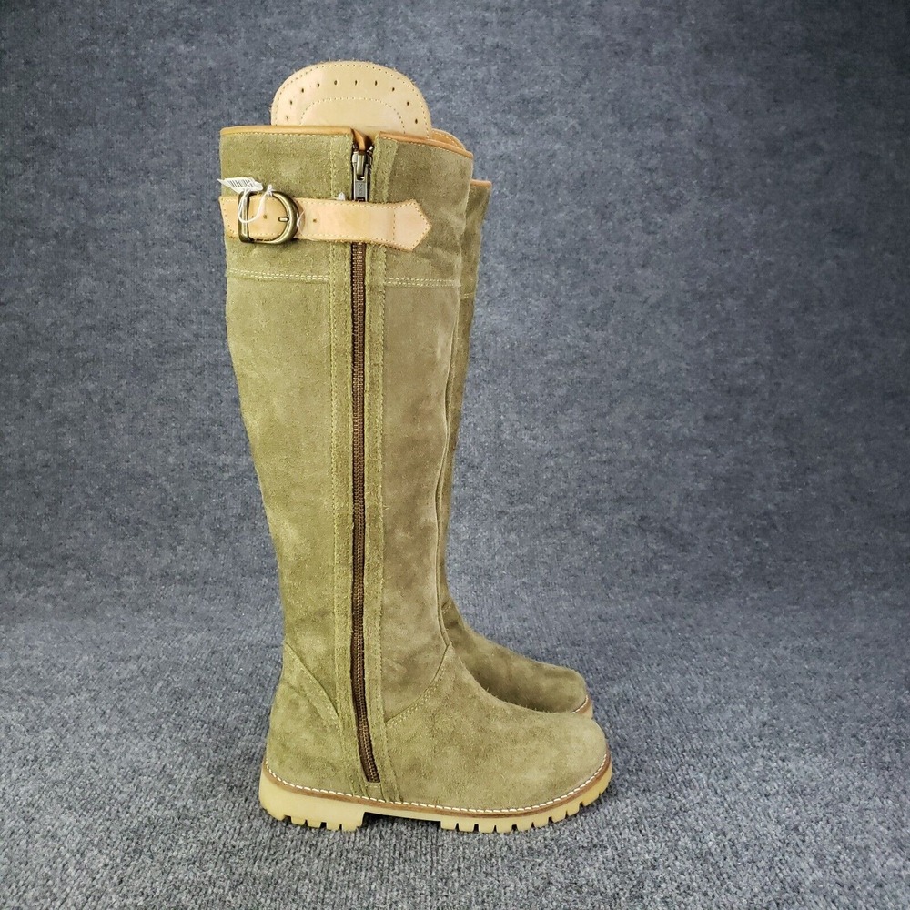 Palladium Boots‎ Womens EU 37 US 6 Green Suede Leather Knee High Zip $409 MSRP